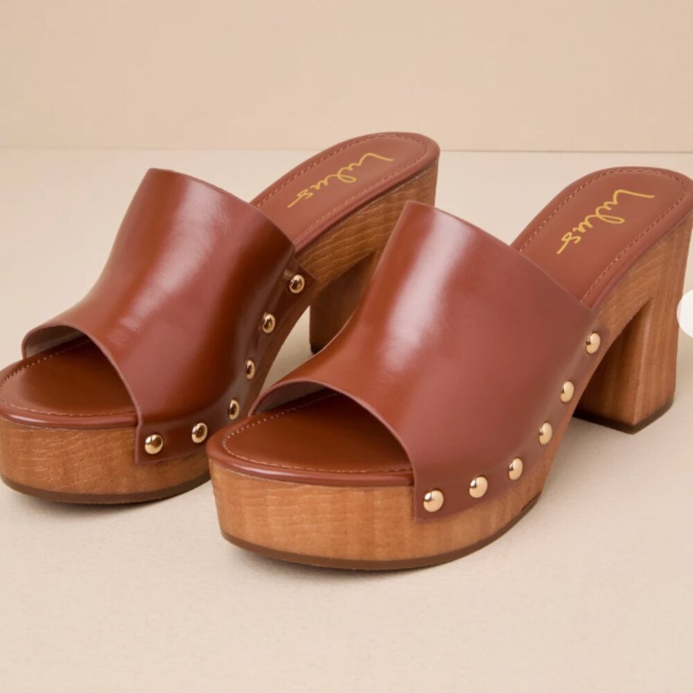 Jaylani Cognac Platform Mule Sandals